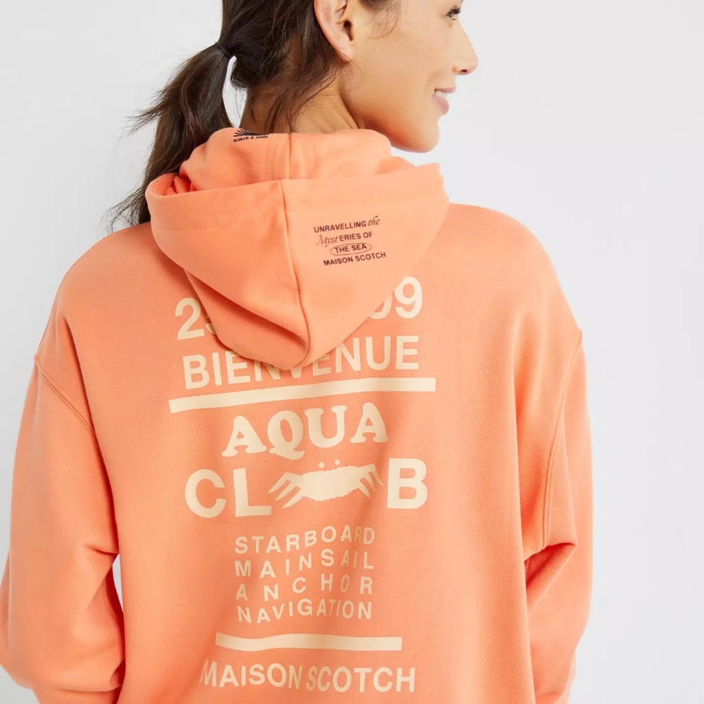 Anthropologie Scotch & Soda Aqua Club Graphic Hoodie New Without Tags M